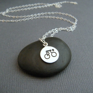 silver cyclist symbol necklace. sterling road cycle pendant. bike bicycle triathlon triathalon charm gift athlete girls women sports jewelry