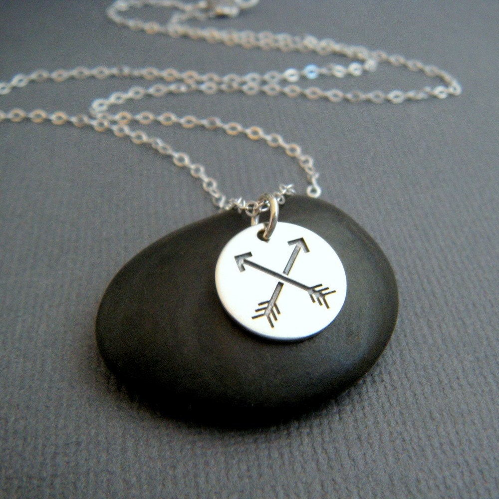 Small Arrow Necklace. Tiny Crossed Arrows. Friendship. Criss