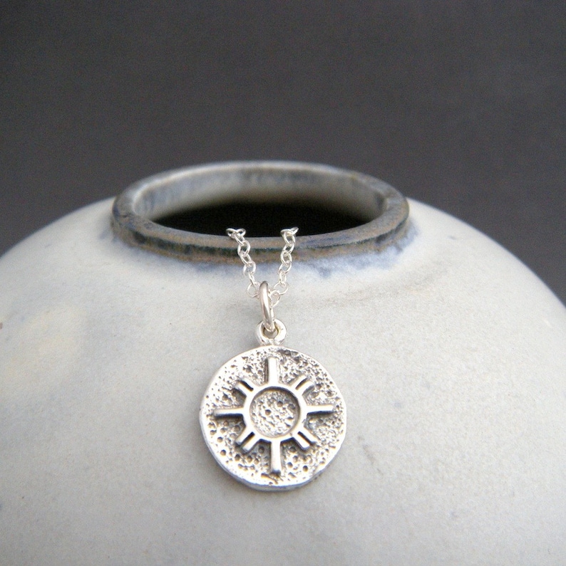 Sterling Silver Zia Sun Necklace Small Amulet Charm Zen Yoga Etsy