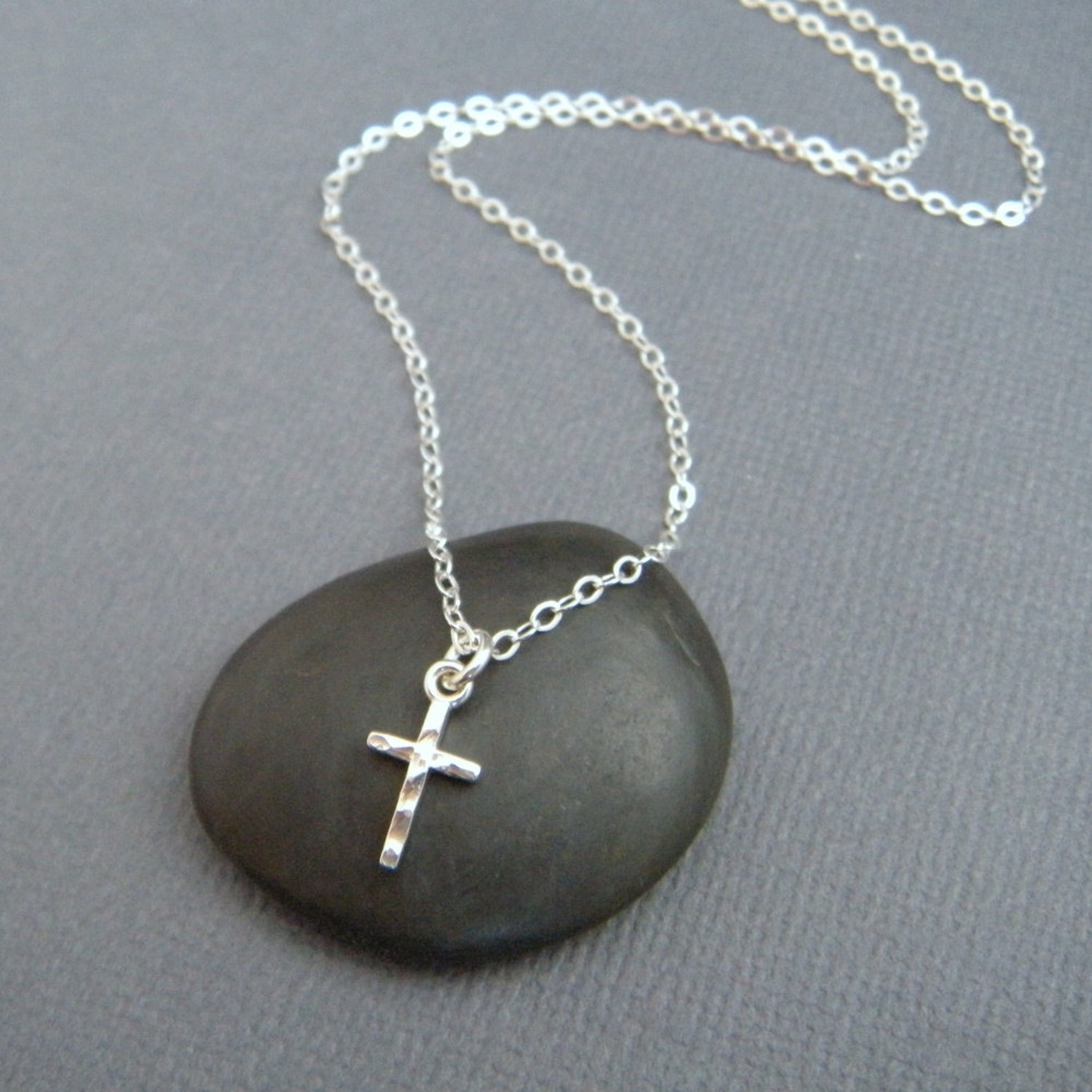 Silver Cross Necklace. TINY. Sterling Silver Pendant. Etsy