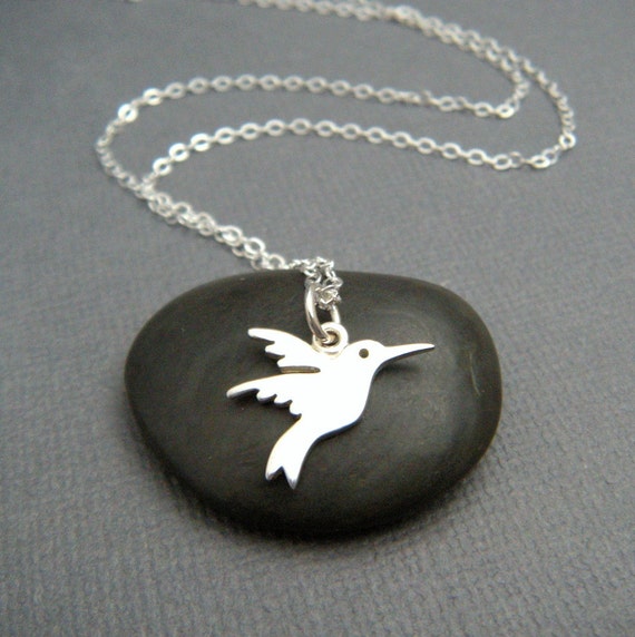 Silver clearance hummingbird necklace