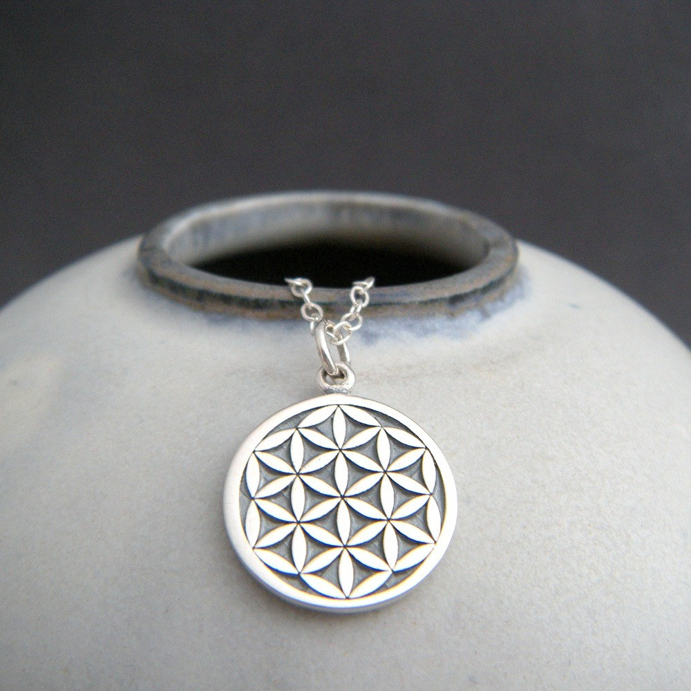 Sterling Silver Flower of Life Necklace. Zen Yoga Yogi Jewelry