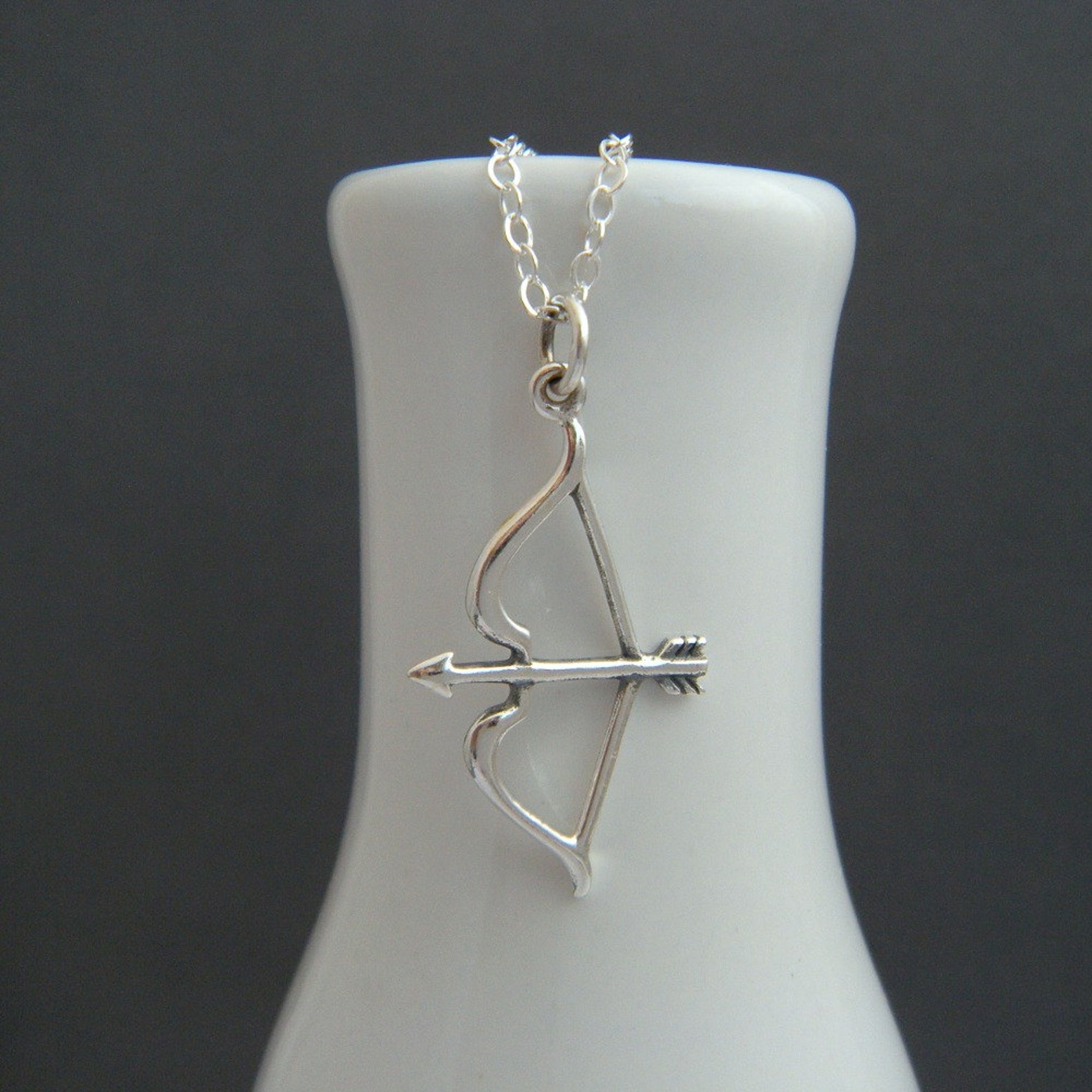 Silver Bow and Arrow Necklace. Sterling Silver Necklace. Etsy