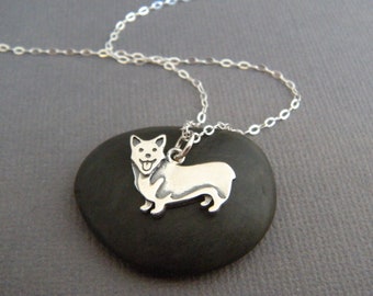sterling silver corgi dog necklace small pet pride pendant tiny welsh breed charm owner gift animal love dainty delicate jewelry 5/8"