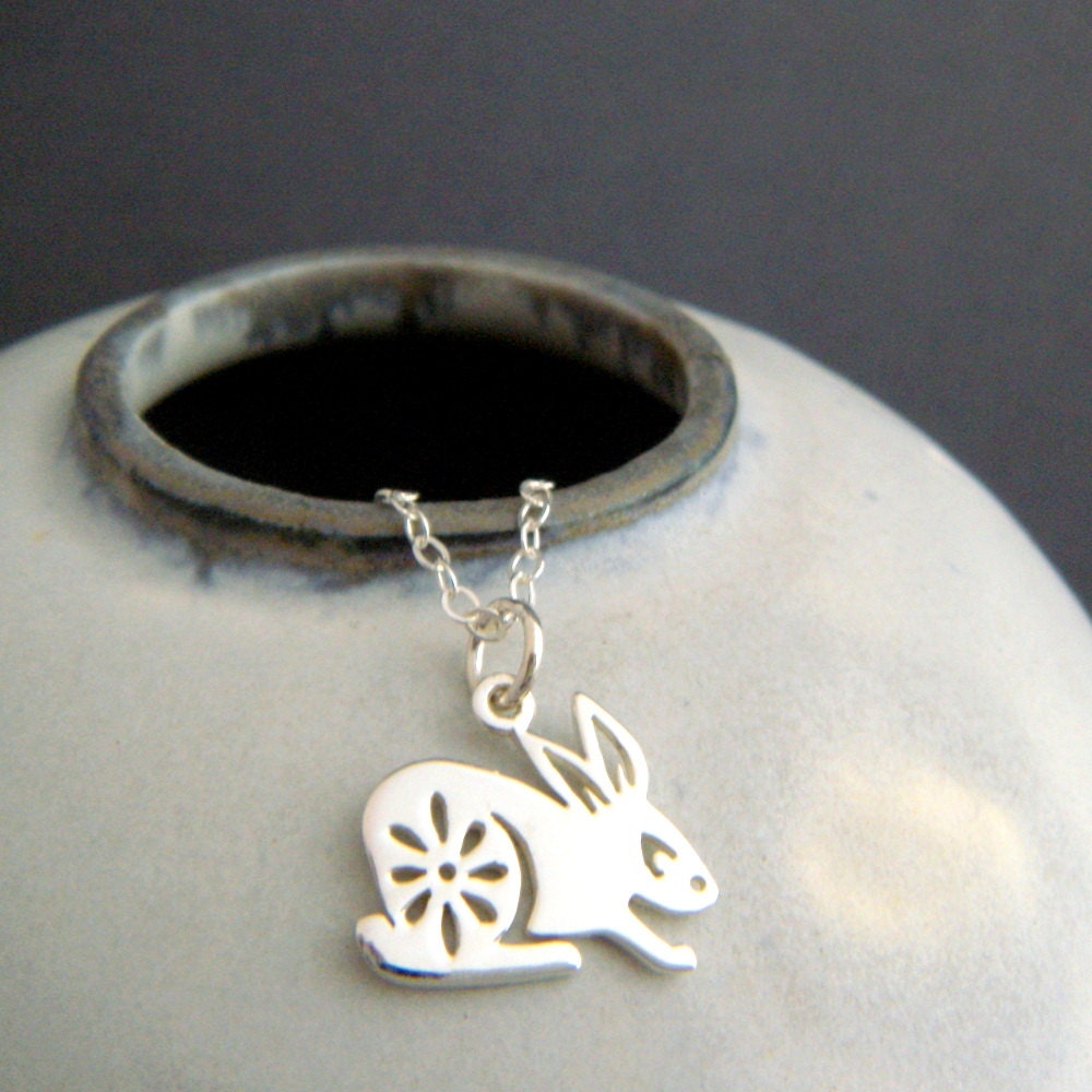 Sterling Silver Rabbit Necklace. Small 