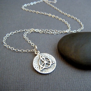 sterling silver protection symbol necklace. small triquetra amulet charm. trinity knot. Irish Celtic pendant. tiny layering jewelry. 1/2&quot;
