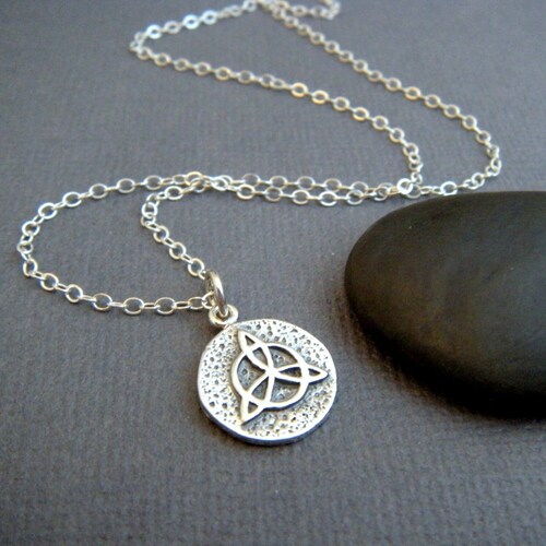 Sterling Silver Triquetra Necklace, Irish Celtic Knot Amulet 1/2"