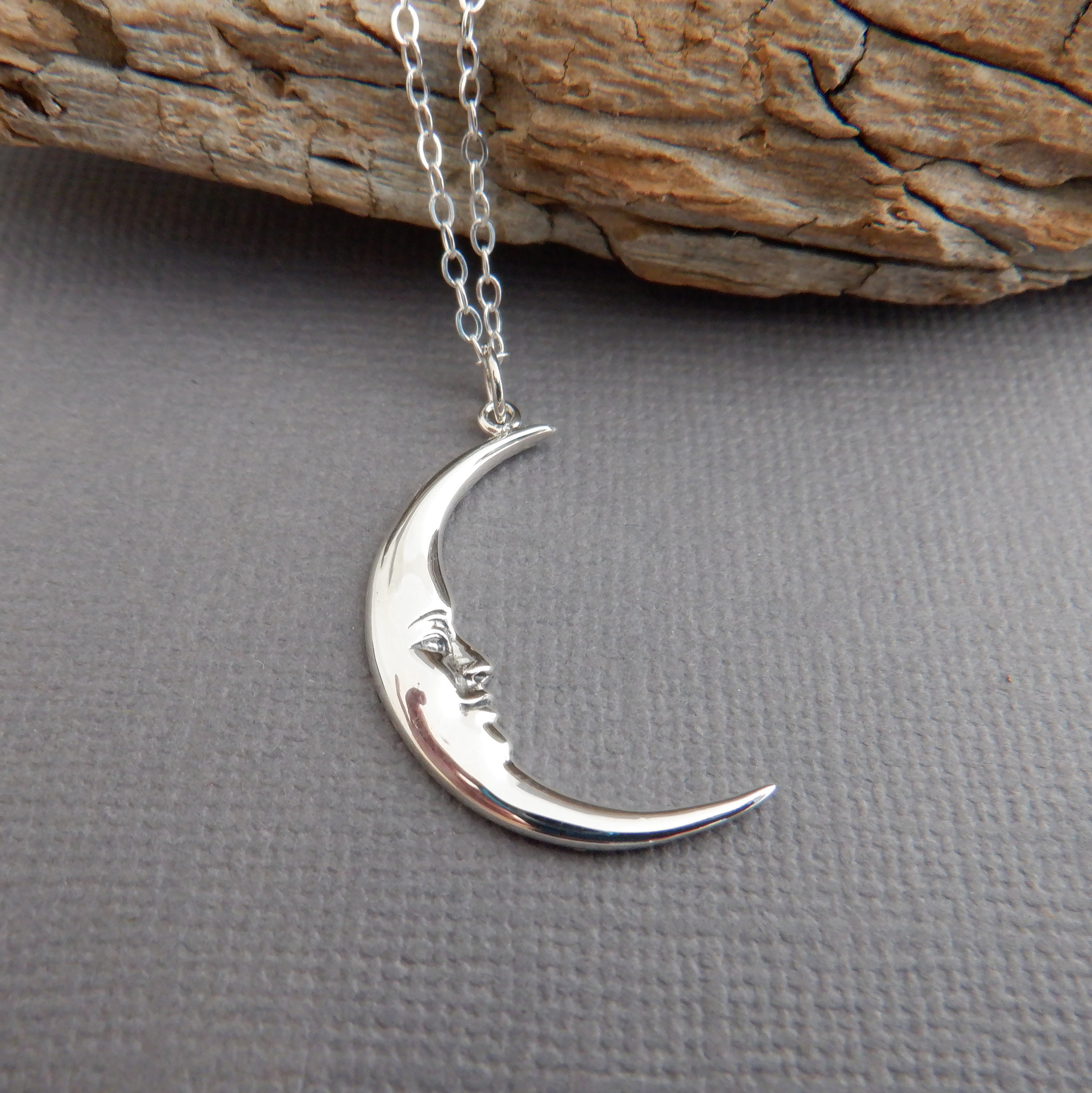 Necklace 925 Waxing Crescent Necklace Skyrim Moon Phase Necklace