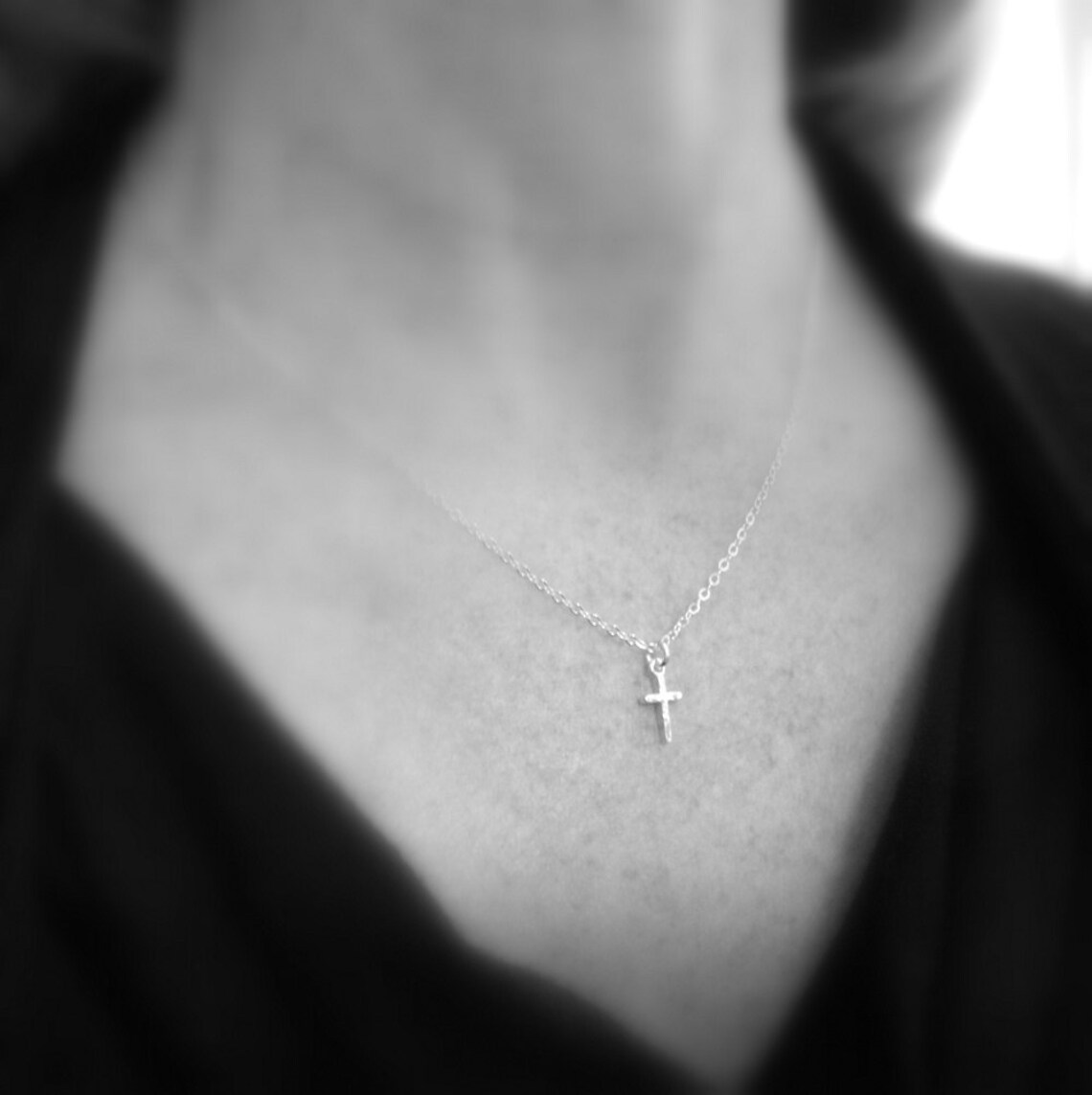 Silver Cross Necklace. TINY. Sterling Silver Pendant. Etsy