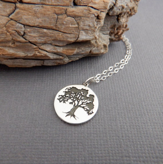 Sterling Silver Oak Tree Necklace - Etsy