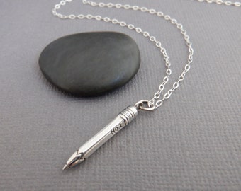 tiny sterling silver No 2 pencil necklace small school teacher gift artist drawing charm simple delicate dainty petite pendant gift her 1"