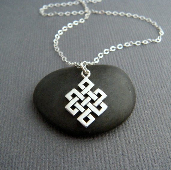 Sterling Silver Buddhist Knot Necklace. Yoga Yogi Pendant. - Etsy
