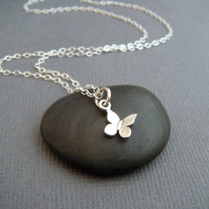 super tiny silver butterfly necklace. sterling silver delicate charm petite simple everyday jewelry origami dainty wings nature pendant 1/4&quot;