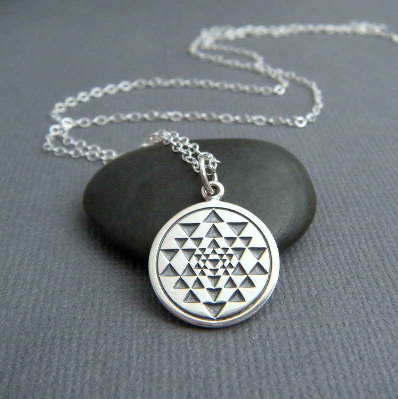 Silver Sri Yantra Necklace. Sterling Zen Yoga Yogi Jewelry. Etsy