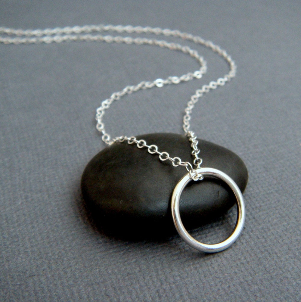 Silver Ring Necklace. Large Sterling Silver Circle. Simple. - Etsy