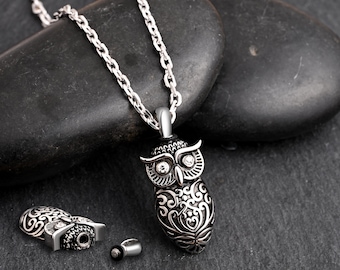 Personalized Owl Urn Necklace Urns for Human Ashes Cremation Necklace Pendant Ash Memorial Ash Pendant Keepsake Jewelry for Loved Ones