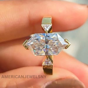 Three Stone 3 CT Dutch Marquise Cut Moissanite Engagement Ring 14K Gold Ring Dutch Marquise Wedding Ring Promise Ring For Women