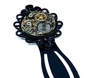 Steampunk Bookmark - Recycled - Upcycled - Vintage watch parts book marker - by SteampunkJunq