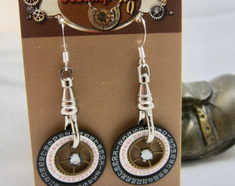 Unique - one of a kind - Steampunk ear gear - Steampunk Earrings - Womans earrings - For her Pocket watch fob clip