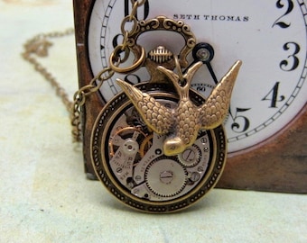 STeampunk pocket watch necklace - Steampunk Necklace - Repurposed Art