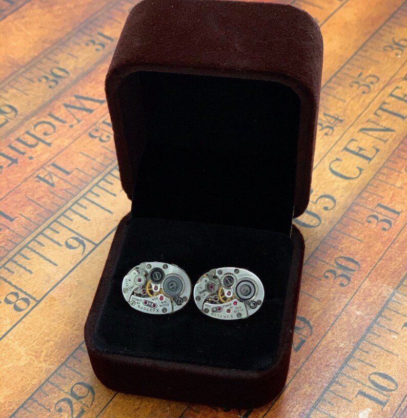 Elgin Steampunk Cufflinks Cuff Links repurposed up Etsy