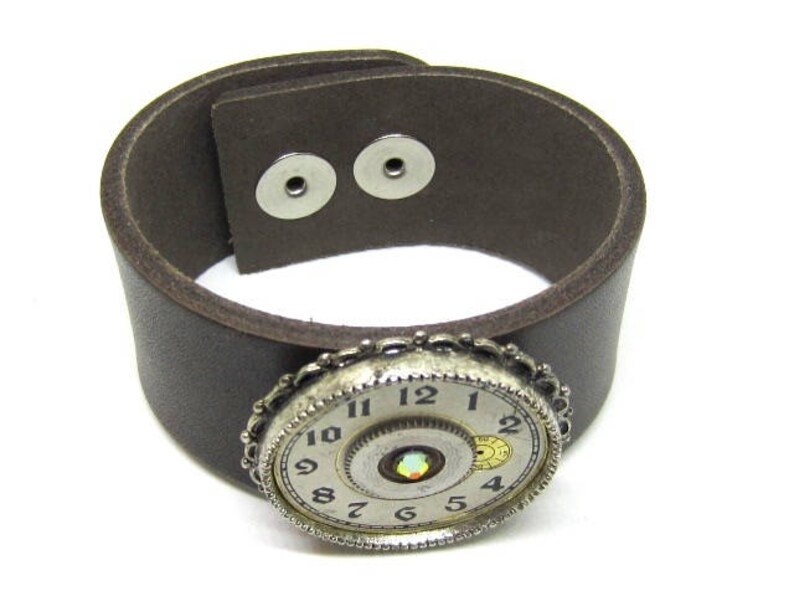 Recycled Steampunk Bracelet Cuff Leather Cuff Repurposed art -Upcycled