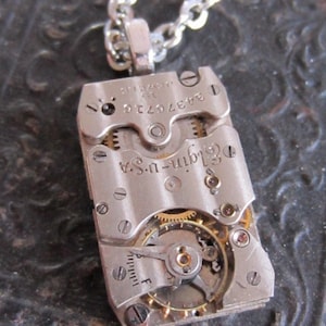 Watch part necklace Bullet Proof Steampunk Necklace Repurposed Art image 1