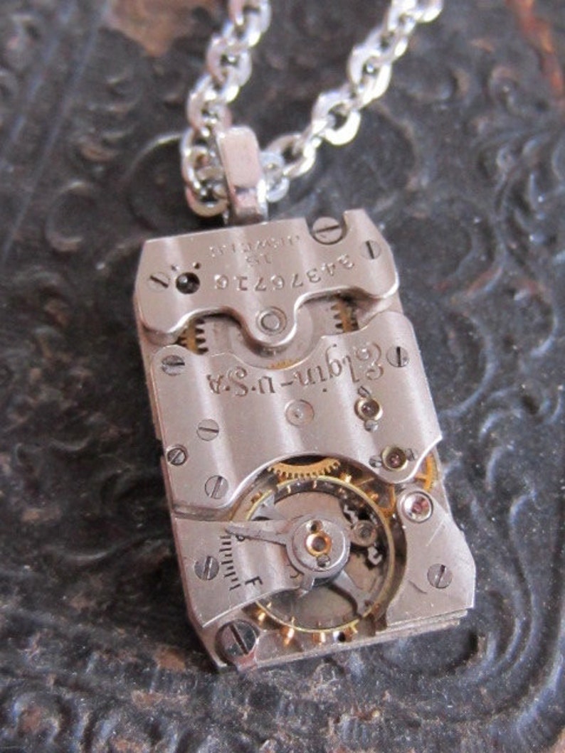 Watch part necklace Bullet Proof Steampunk Necklace Repurposed Art image 1