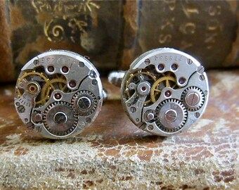 Watch movements - Steampunk - Cufflinks - Cuff Links -Repurposed - Up cycled