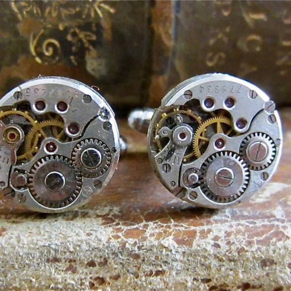 Watch movements - Steampunk - Cufflinks - Cuff Links -Repurposed - Up cycled