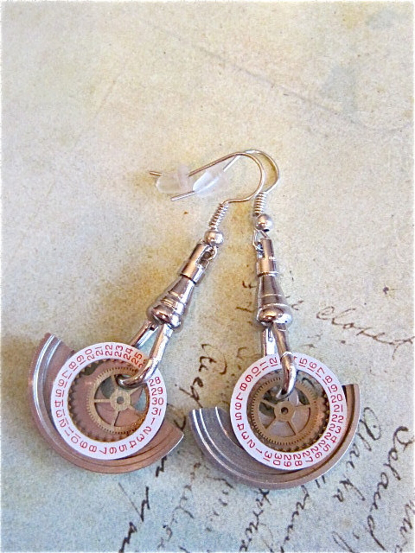 Steampunk Ear Gear Toc Steampunk Earrings Repurposed Art - Etsy
