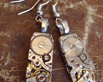 Gleam  III- Steampunk Earrings - Repurposed art