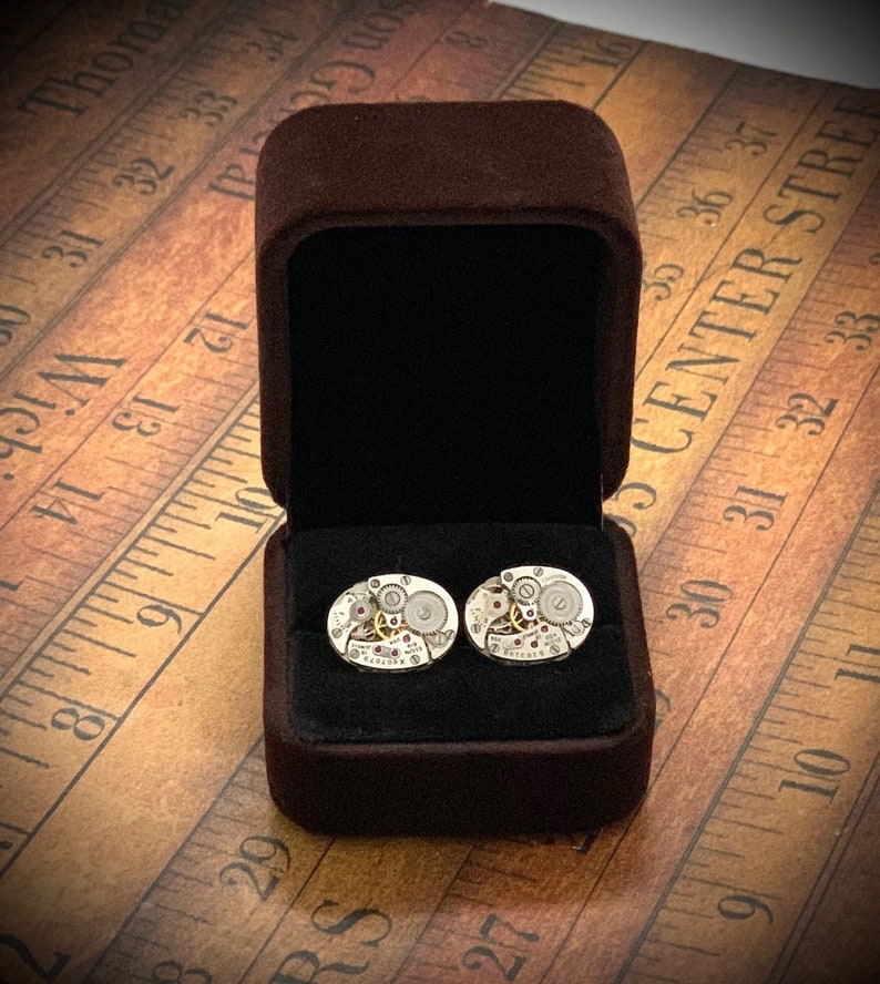 Elgin Steampunk Cufflinks Cuff Links repurposed up Etsy