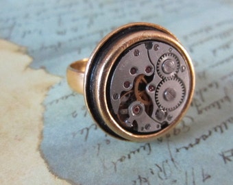 Sphere- Steampunk Ring - Repurposed - recycled