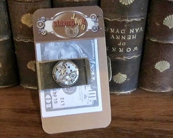 Money Clips for Men - Steampunk Jewelry - Gifts Under 25 - Vintage watch movement Money Clip - Gift for Man / Groomsmen