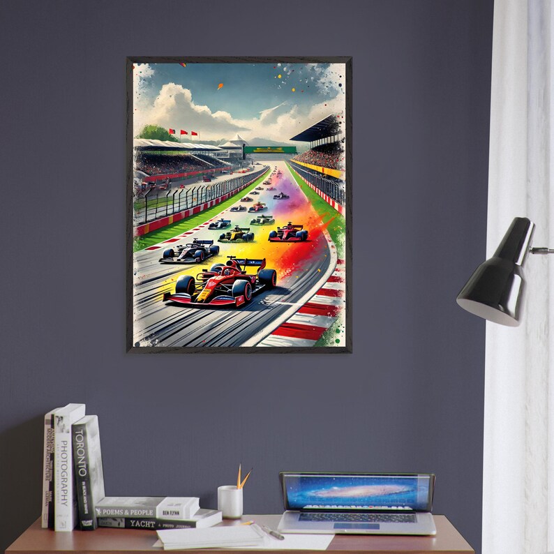 F1 Car Poster F1 Gift, Race Track Art Print, Grand Prix Wall Décor