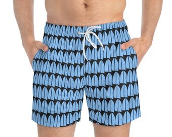 Bañador con estampado de tabla de surf azul / Estampado integral