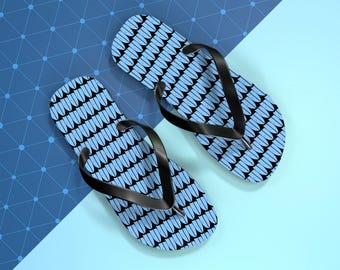 Abstract Blue Surfboard Pattern Flip Flops