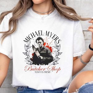 Retro Michael Myers Butcher Shop Shirt, Halloween Sweatshirt,Halloween Horror Movie Shirt,Spooky Season Shirts,Halloween Horror Shirts