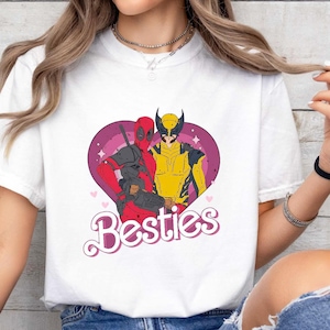 Cute Deadpool Wolverine Besties Forever Sweatshirt, Wolverine Deadpool Movie Hoodie, Superhero Best Friends Shirts, Men&#39;s and Women&#39;s Shirt