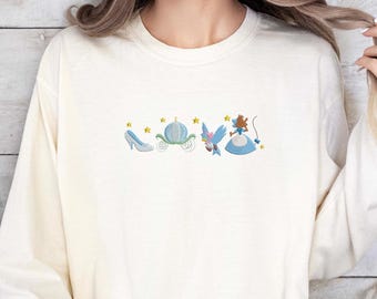 Comfort Colors® Embroidered Princess Shirt, Minimalist Disney Tee, Fairytale Embroidery Tee, Coquette Disney Gift for Her, Park Day Shirt