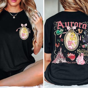 Comfort Colors® Princess Aurora Watercolor Coquette Bow Shirt, Retro Disney Sleeping Beauty Mirror Shirt, Magic Kingdom Girls Trip