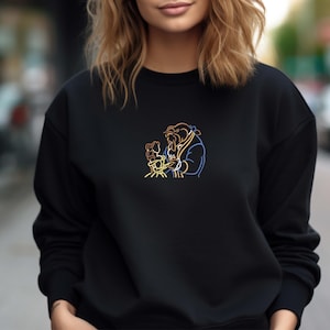 Beauty and The Beast EMBROIDERED Sweatshirt, Disney Princess Embroidery Hoodie, Princess Belle Sweatshirt, Magic Kingdom Family Matching Tee