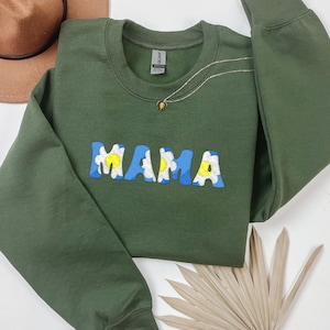 Embroidered Floral Mama Sweatshirt: Custom Crewneck Mom Gift