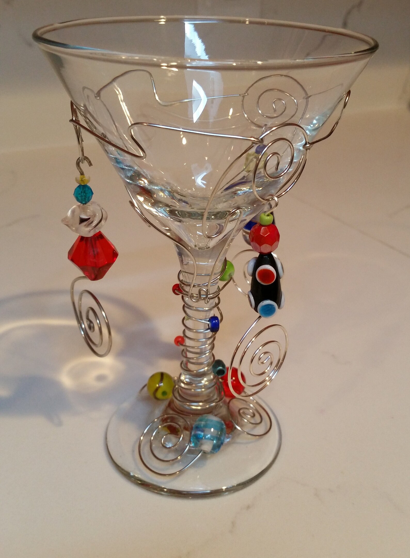 Whimsical Martini Glass with Crystals Wire Beads Etsy