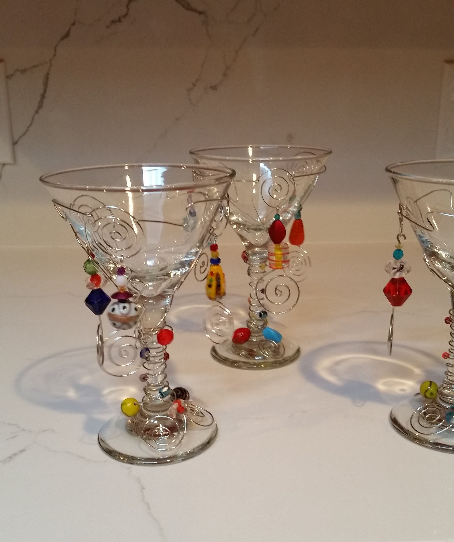 Whimsical Martini Glass with Crystals Wire Beads Etsy