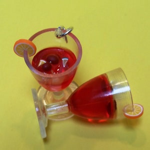 Tiny Sangria Wine Earrings with Mixed Fruit