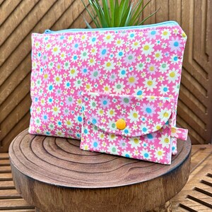 Adorable Pink Blossom Makeup Bag Set - Perfect for Cosmetics and More!