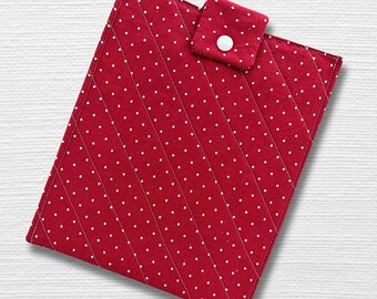 Red Polka Dot Kindle Sleeve: Handmade Quilted Book Pouch