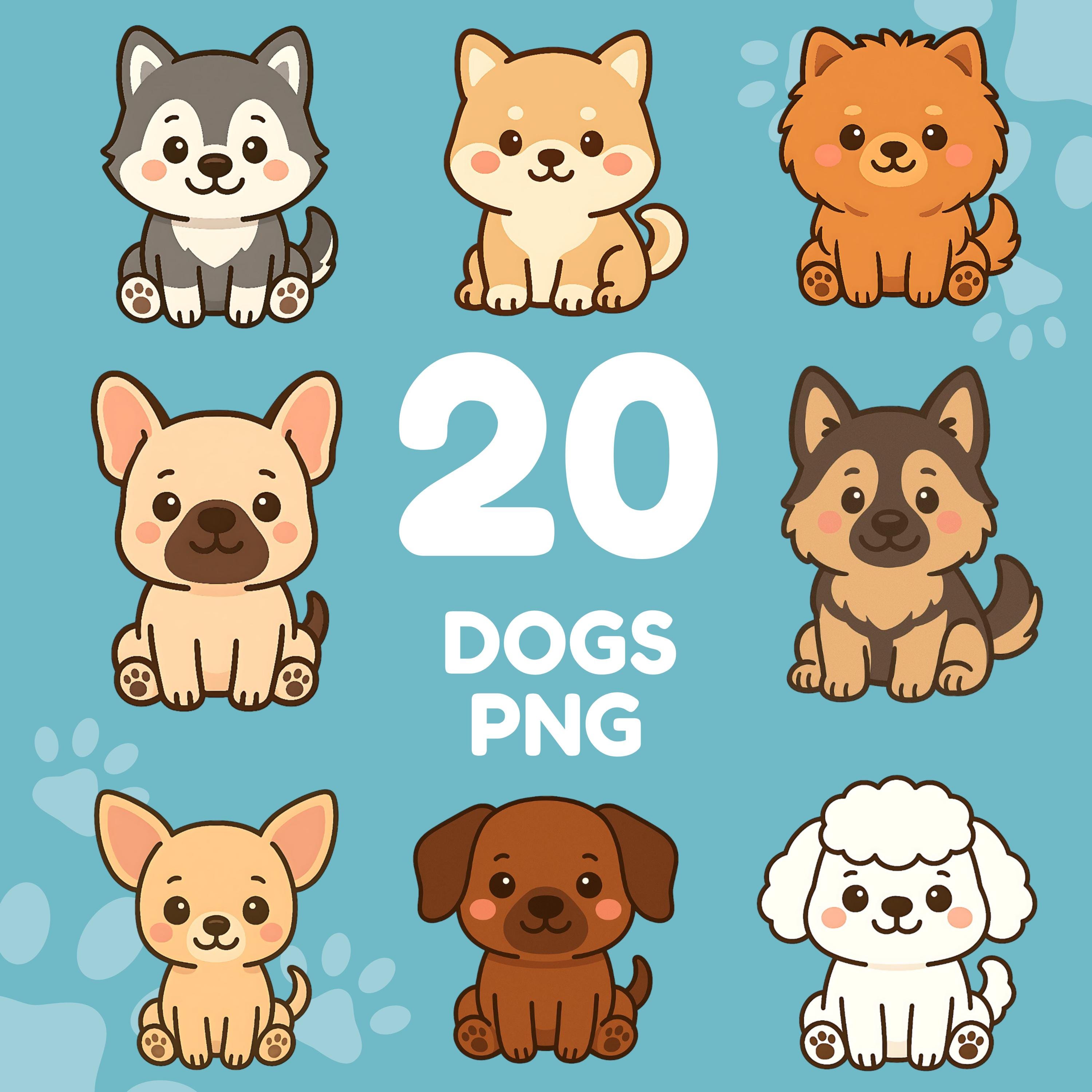 20 Cute Dog Clipart Bundle | Kawaii Puppy Pngs | Transparent Background ...